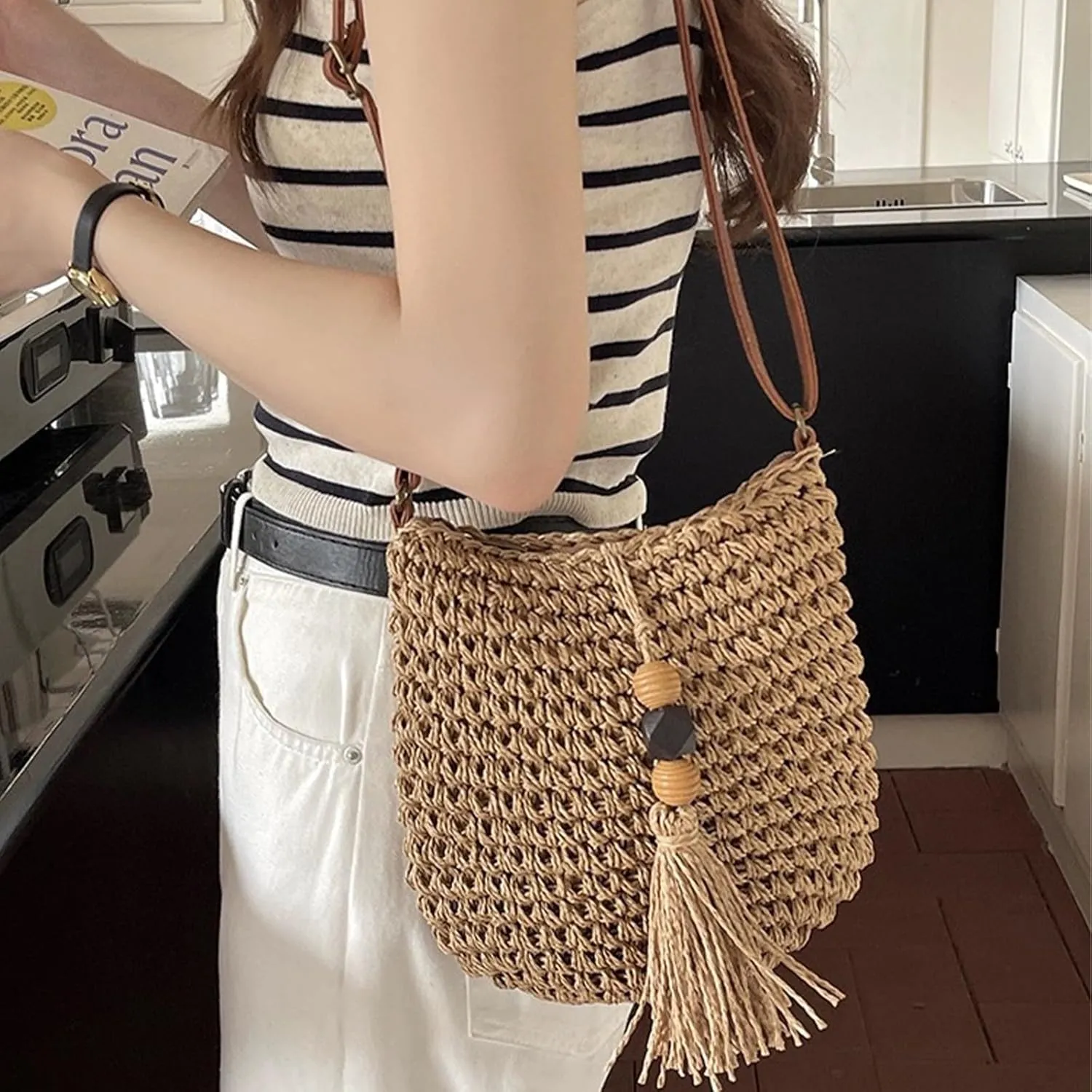 Small Summer Beach Bags Straw Beach Bag Woven Purse Cute Womens Handbag Shoulder Purse Straw Clutch Purses