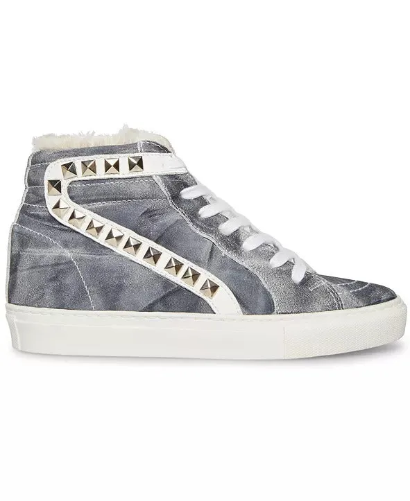 Steve Madden Tracey-F Blue Multi High-Top Lace Up Round Toe Embellished Sneakers