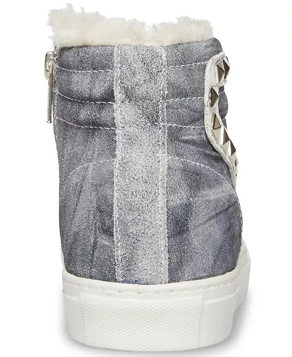 Steve Madden Tracey-F Blue Multi High-Top Lace Up Round Toe Embellished Sneakers