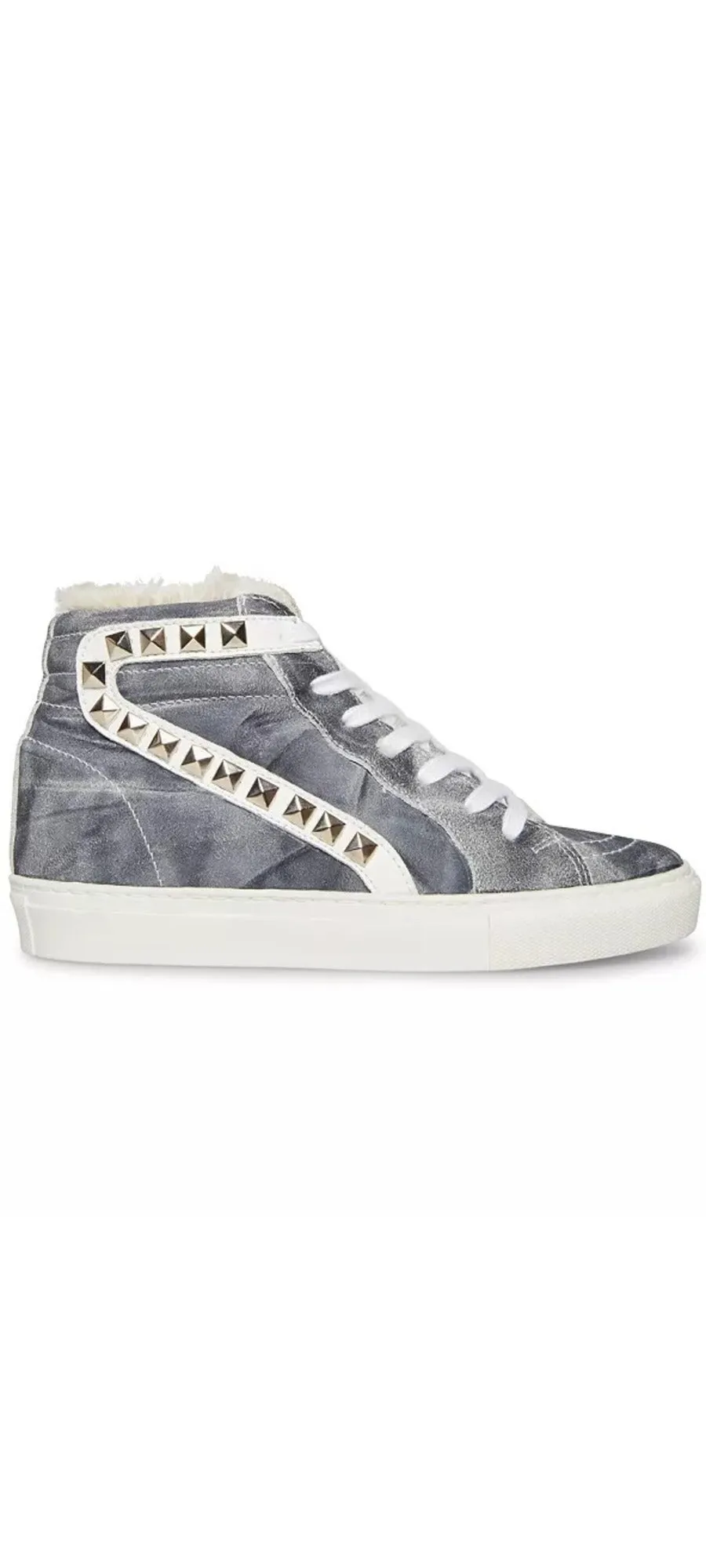 Steve Madden Tracey-F Blue Multi High-Top Lace Up Round Toe Embellished Sneakers