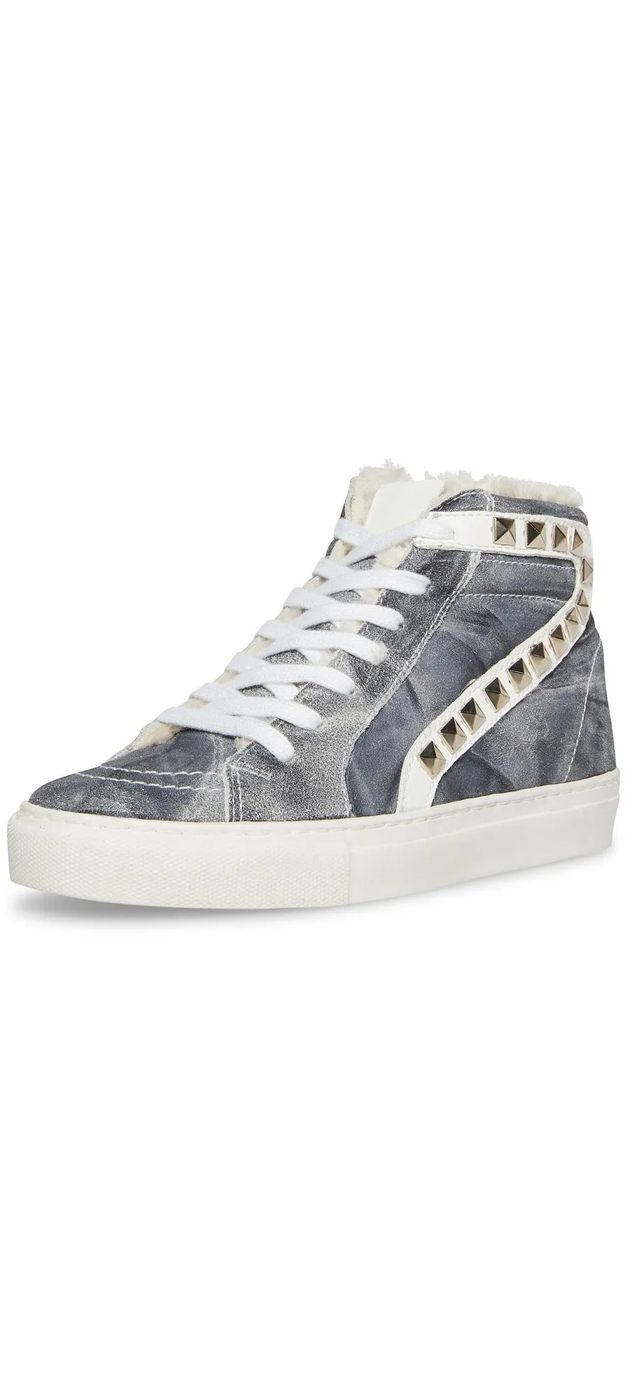 Steve Madden Tracey-F Blue Multi High-Top Lace Up Round Toe Embellished Sneakers