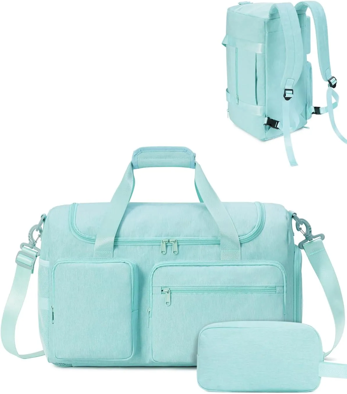 Travel Duffel Bag 27L Gym Bag with Shoe Compartment Carry on Overnight Backpack with Toiletry Bag & Wet Pocket Patent Pending