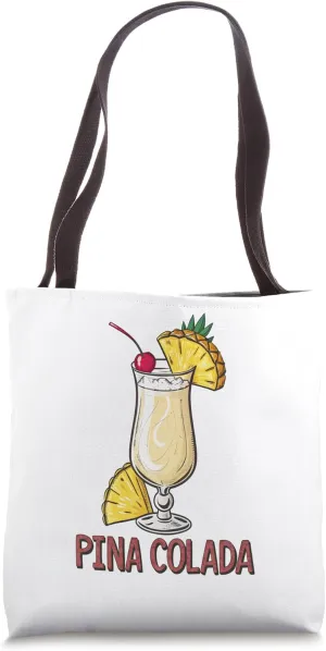 Tropical Cocktail Pina Colada Themed Tote Bag