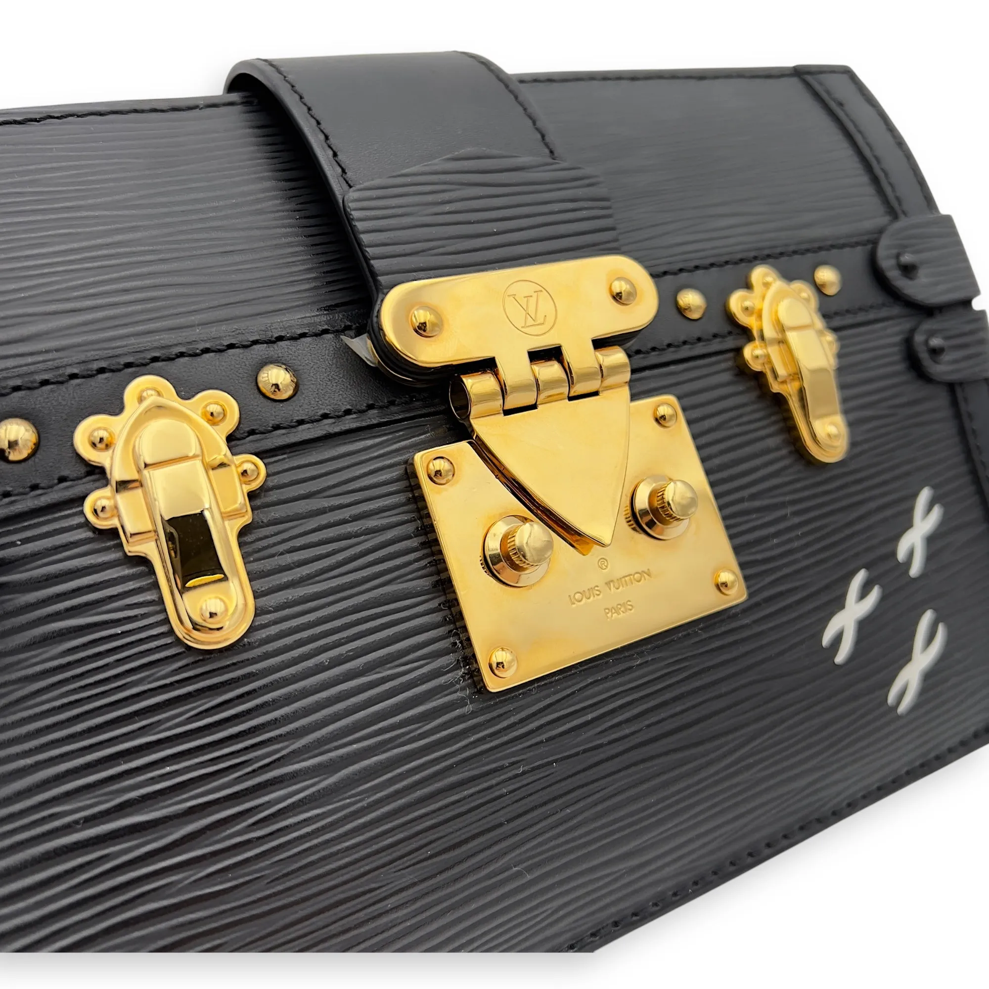 Trunk Black Clutch in Epi Leather, Gold hardware