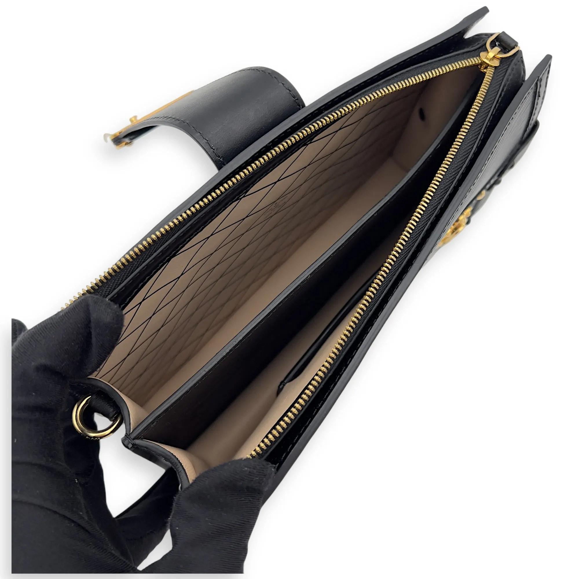 Trunk Black Clutch in Epi Leather, Gold hardware