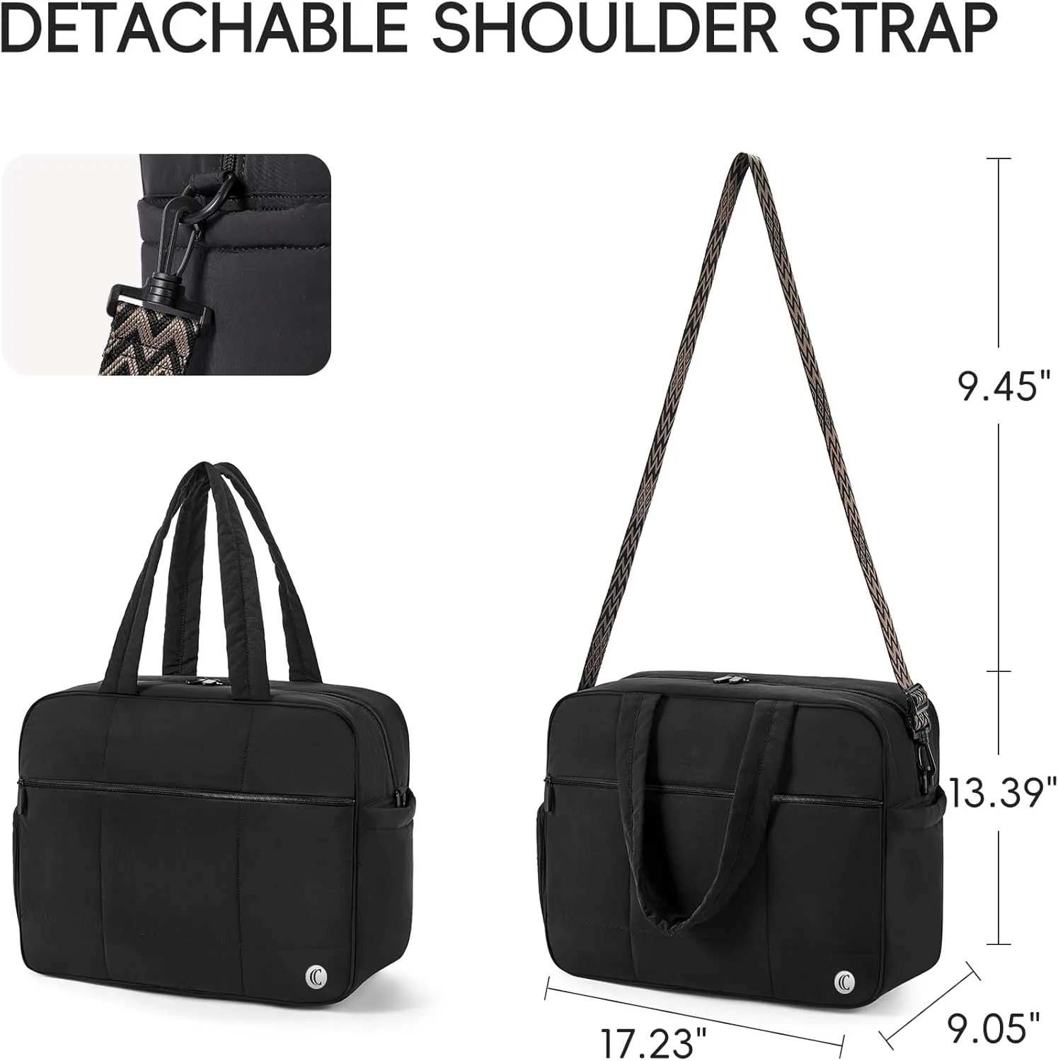 Weekender Travel Bag for Women Puffer Handbags Purses Carry On Duffle Overnight Bags with Shoe Compartment