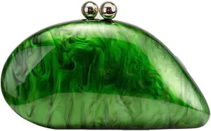 Women Elegant Seashell Chain Evening Bag Shoulder Handbag Acrylic Clutch Bag Glitter Marble Purse for Party Prom
