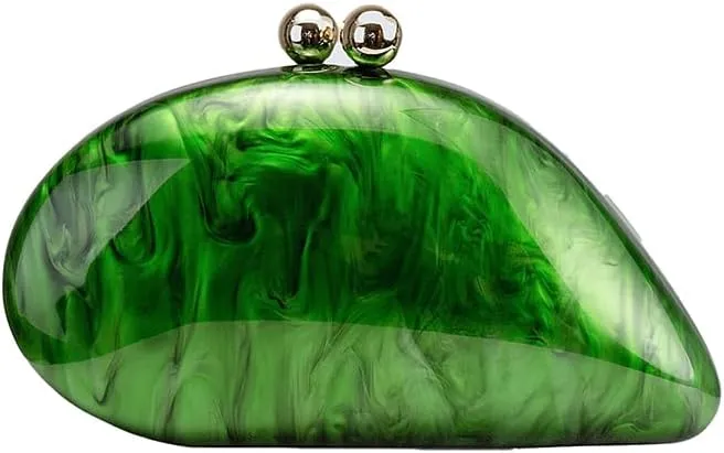 Women Elegant Seashell Chain Evening Bag Shoulder Handbag Acrylic Clutch Bag Glitter Marble Purse for Party Prom