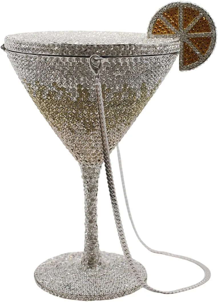 Women Goblet Rhinestone Evening Bag Cocktail Cup Diamond Clutch Funny Crystal Prom Handbag Wedding Purse for Party