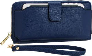 Women Wristlet Wallet with Cell Phone Holder Zip Around Handbag 