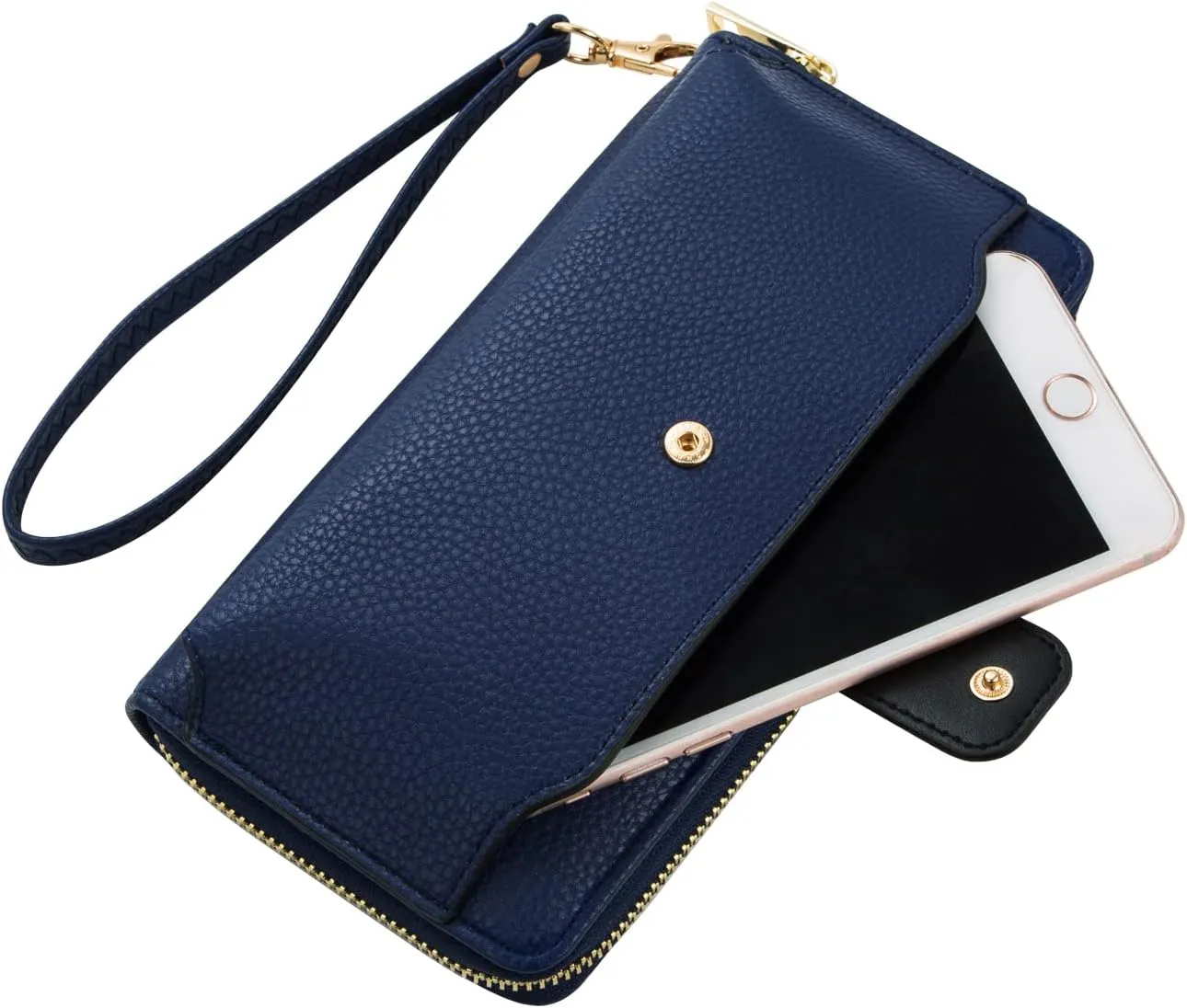 Women Wristlet Wallet with Cell Phone Holder Zip Around Handbag 