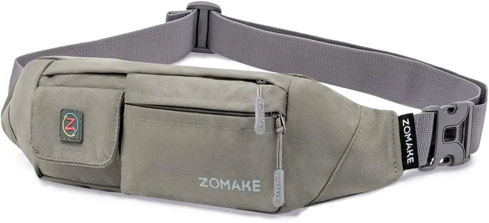 ZOMAKE Small Crossbody Fanny Pack for Women Men, Runner Belt Bag with Adjustable Strap, Water Resistant Waist Bag for Running