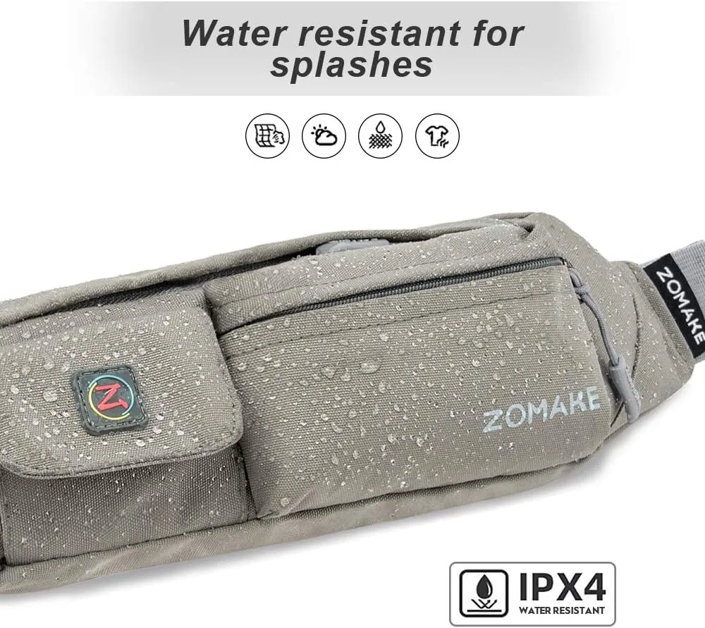 ZOMAKE Small Crossbody Fanny Pack for Women Men, Runner Belt Bag with Adjustable Strap, Water Resistant Waist Bag for Running